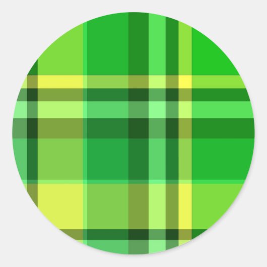 Sticker Rond Jaune vert plaid (Devant)