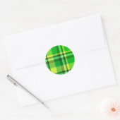 Sticker Rond Jaune vert plaid (Enveloppe)