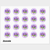Sticker Rond Jaune violette arbre aquarelle art (Feuille)