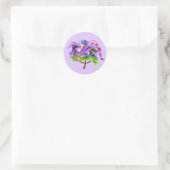 Sticker Rond Jaune violette arbre aquarelle art (Sac)