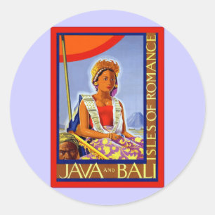 Sticker Rond Java et Bali ~ Îles de la Romance ~ Vintage voyage