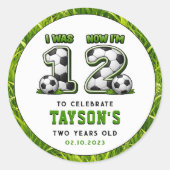 Sticker Rond J'avais 1 ans Maintenant j'en ai 2 Football – 2e a (Devant)