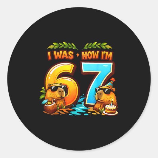 Sticker Rond J'avais 6 7 ans anniversaire 67 mème capybara enfa (Devant)