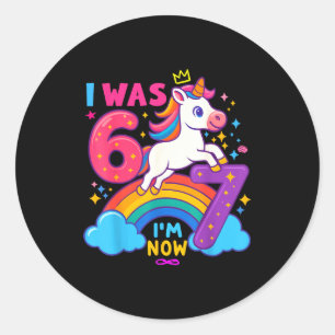 Sticker Rond J'avais 6 ans maintenant j'ai 6 7 ans Licorne 7e a