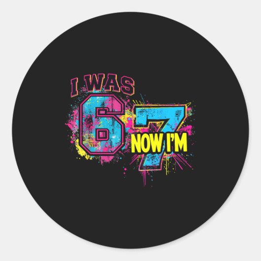 Sticker Rond J'avais 6 ans maintenant j'ai 7 ans anniversaire, (Devant)