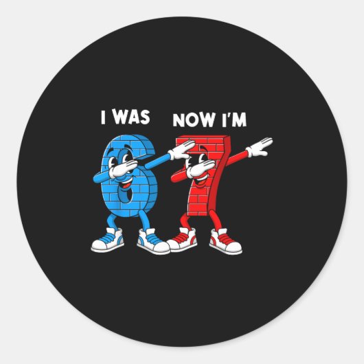 Sticker Rond J'avais 6 ans maintenant j'ai 7 ans Anniversaire 6 (Devant)