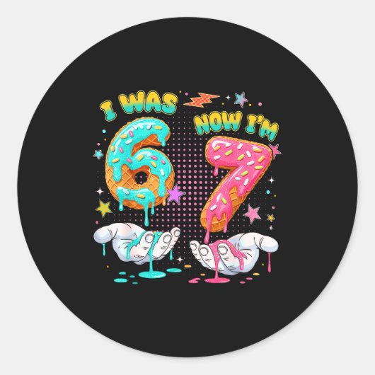 Sticker Rond J'avais 6 ans maintenant j'ai 7 ans Anniversaire S (Devant)