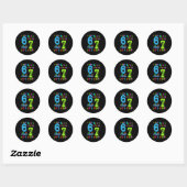Sticker Rond J'avais 6 ans maintenant j'ai 7 ans sautons fête d (Feuille)