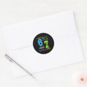 Sticker Rond J'avais 6 ans maintenant j'ai 7 ans sautons fête d (Enveloppe)