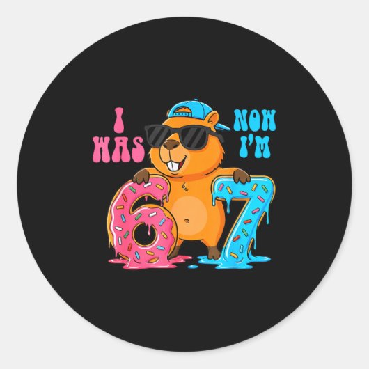 Sticker Rond J'avais six ans maintenant j'ai sept ans 6 7 Capyb (Devant)