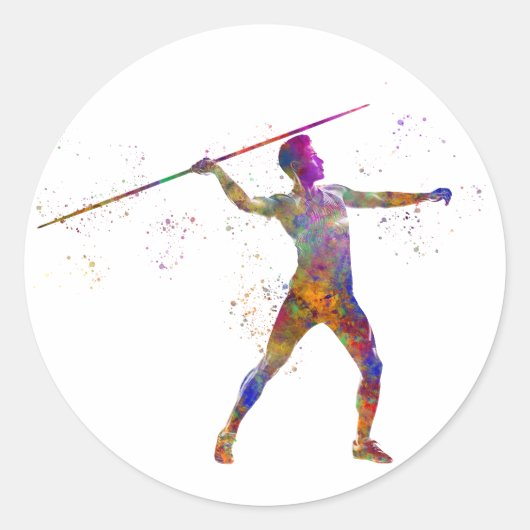 Sticker Rond Javelin aquarelle (Devant)