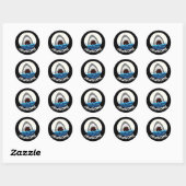 Sticker Rond Jawsome Funny Shark Teeth Pun Dark BG (Feuille)