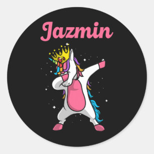 Sticker Rond Jazmin Nom cadeau Anniversaire Personnalisé Dabbin