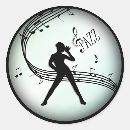 Sticker Rond Jazz Dance Green Music (Devant)