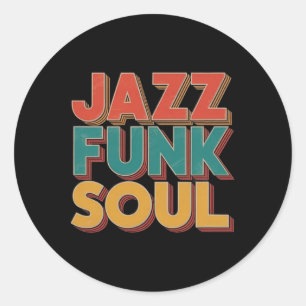 Sticker Rond Jazz Funk Et Soul - Musique Vintage Afro Rétro 