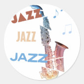 Sticker Rond Jazz Saxophone Art moderne (Devant)