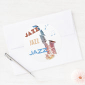 Sticker Rond Jazz Saxophone Art moderne (Enveloppe)