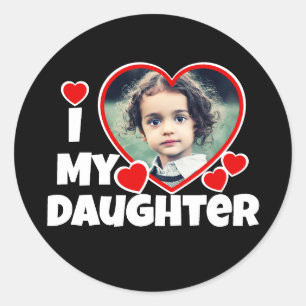 Sticker Rond J'Coeur Ma Fille Photo Personnalisée Noir