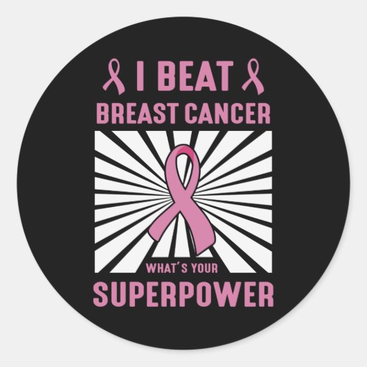 Sticker Rond Je bat le cancer du sein Survivant Superpower Prid (Devant)