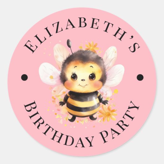 Sticker Rond Je Bee-Two Fille Anniversaire (Devant)