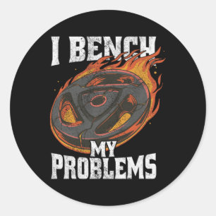 Sticker Rond Je Bench Mes Problèmes Gymnase Meuble De Poids Tra