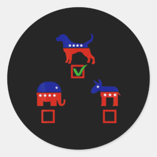 Sticker Rond Je choisis chien pas âne ni éléphant démocrate rép