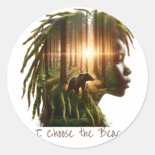 Sticker Rond Je choisis l'ours