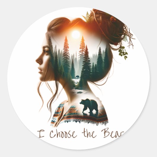 Sticker Rond Je choisis l'ours (Devant)