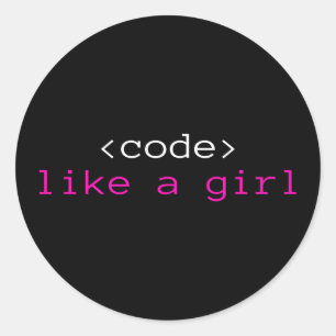 Sticker Rond Je code comme une fille