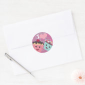 Sticker Rond Je Coeur Cupcakes - J'aime les Cupcakes (Enveloppe)