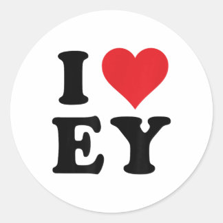 Sticker Rond Je Coeur Ey Initiales J'Aime E.y. Premier Et Derni
