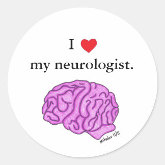 Sticker Rond Je [coeur] mon neurologue