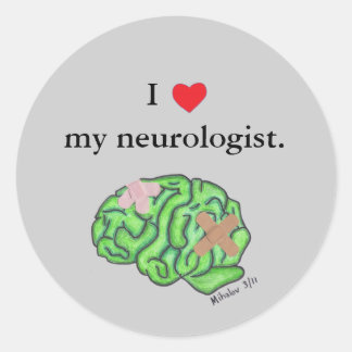 Sticker Rond Je [coeur] mon neurologue
