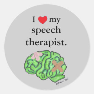 Sticker Rond Je [coeur] mon orthophoniste