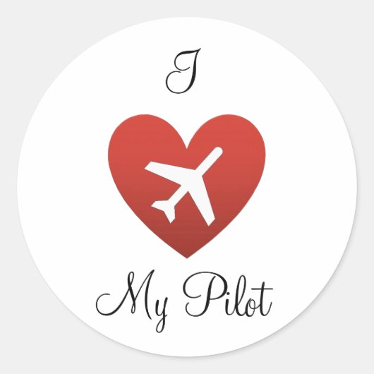Sticker Rond Je Coeur Mon Pilote (Devant)