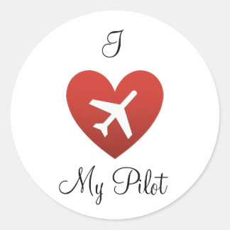 Sticker Rond Je Coeur Mon Pilote