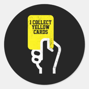 Sticker Rond Je Collecte Cartes Jaunes Jaune Joueur De Football