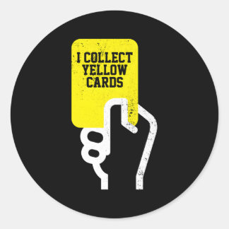 Sticker Rond Je Collecte Cartes Jaunes Jaune Joueur De Football