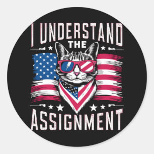 Sticker Rond Je Comprends L'Affectation Chat Enfant Chat Lady