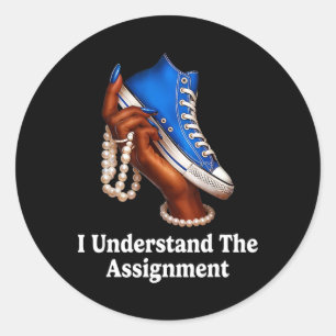 Sticker Rond Je Comprends L'Ignorance Des Baskets Et Des Perles