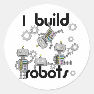 Sticker Rond Je construis des robots
