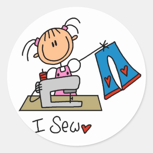 Sticker Rond Je couds (Devant)