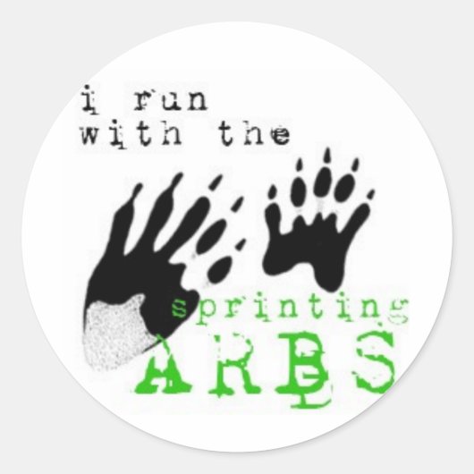 Sticker Rond Je cours avec SPRINTING ARBS (Devant)
