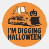 Sticker Rond Je creuse Halloween Citrouille Tracteur Visage enf (Devant)