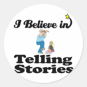 Sticker Rond je crois à raconter des histoires