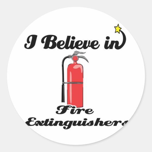 Sticker Rond je crois aux extincteurs d'incendie (Devant)