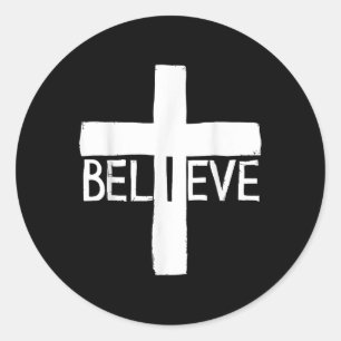Sticker Rond Je crois croix Dieu Jésus foi religieuse chrétienn