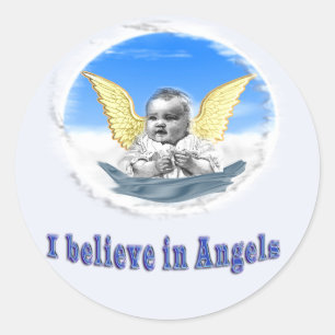Sticker Rond Je crois en anges cadeaux classique collant rond