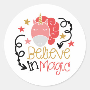 Sticker Rond Je crois en la licorne magique