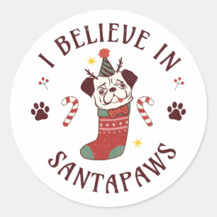 Sticker Rond Je Crois En Père Noël Paws